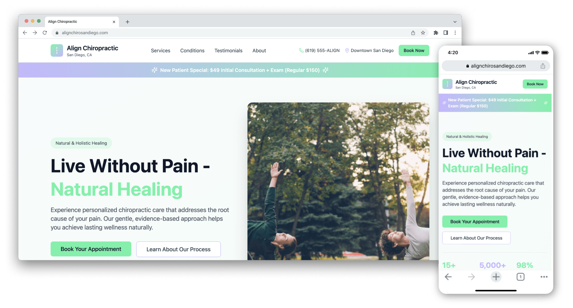 Align Chiropractic website screenshot