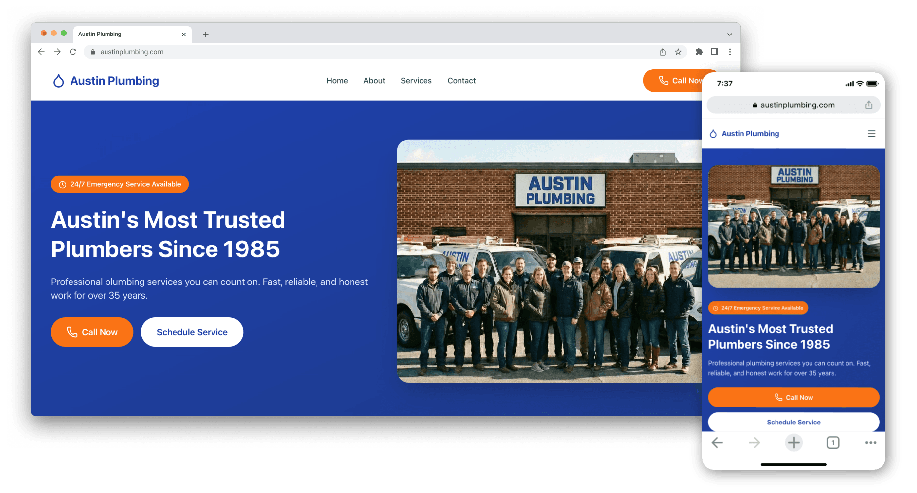 Austin Plumbing website example