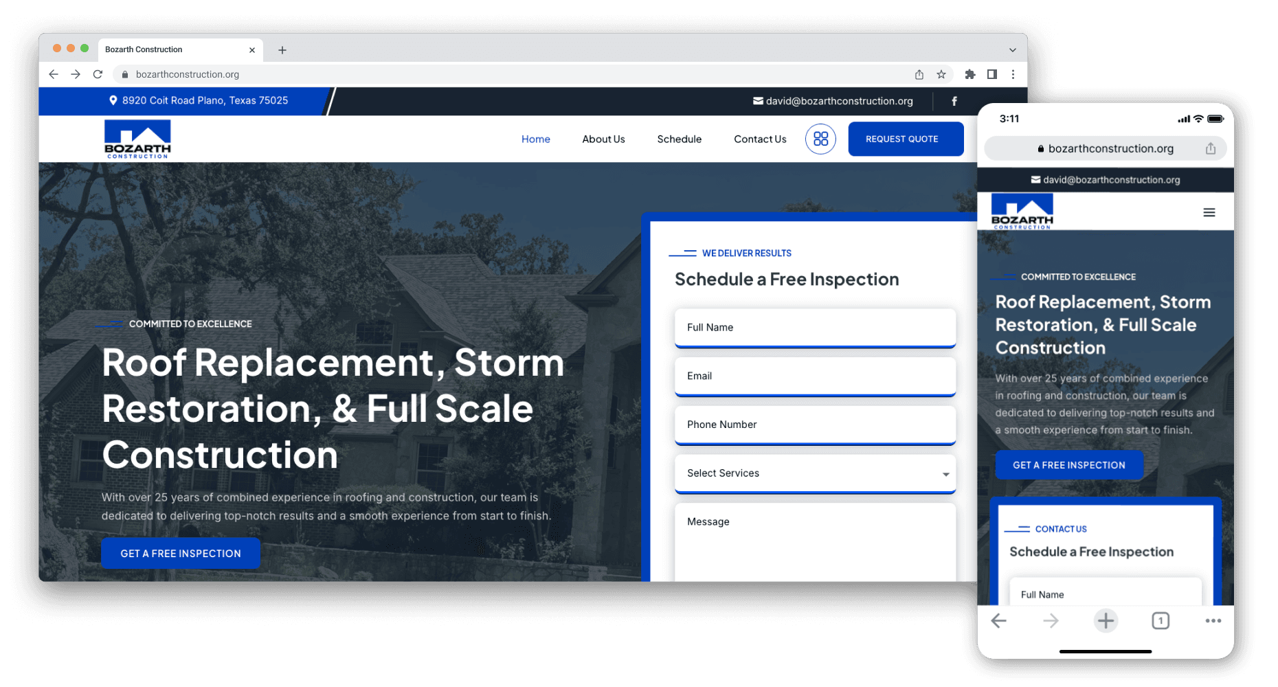 Bozarth Construction website screenshot