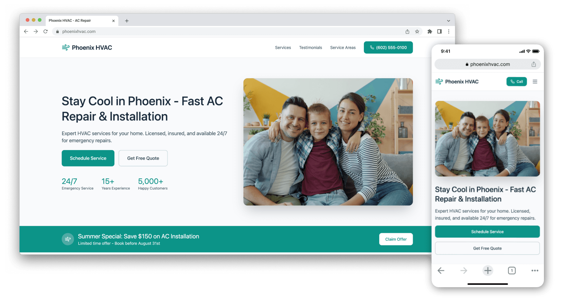 Phoenix HVAC website screenshot