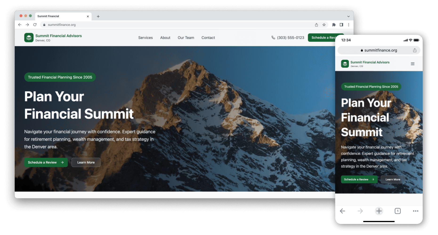 Summit Financial Advisors website screenshot