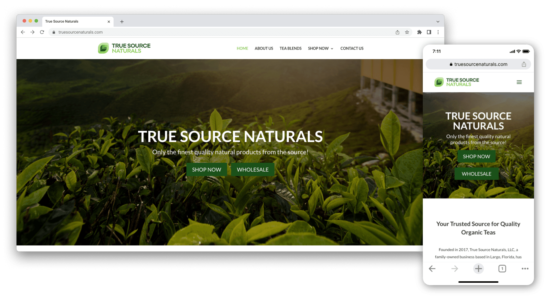 True Source Naturals website screenshot